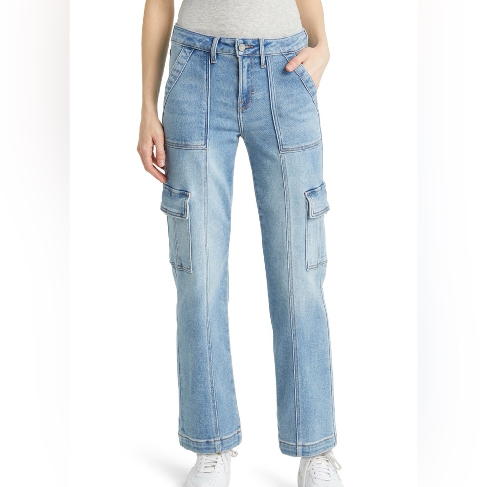 Hidden Denim Tracey Cropped Cargo Jeans Size 27 Blue 28” Inseam NWT